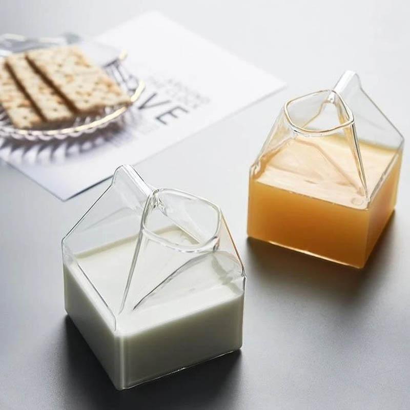 Transparent Glass Milk Carton / Decor