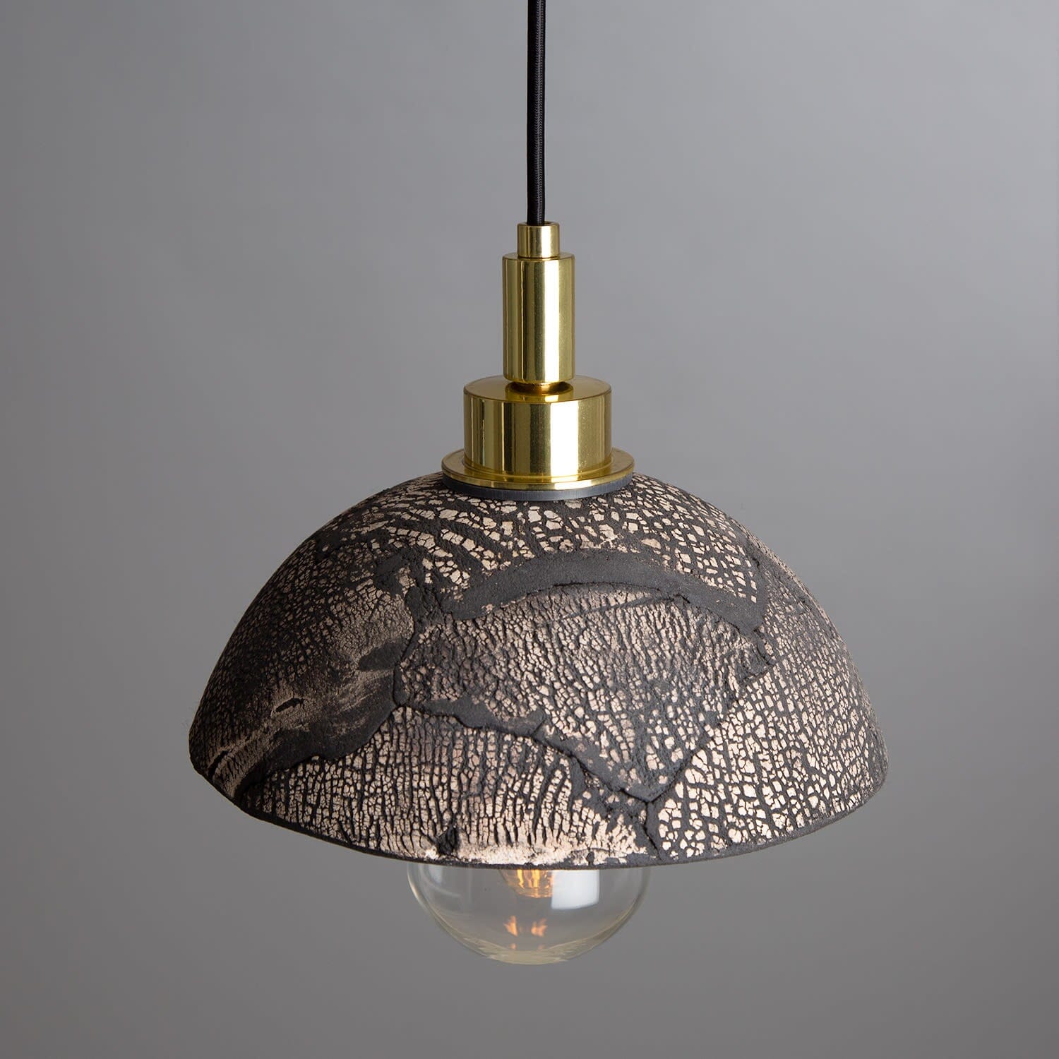 Kingii Ceramic Dome Bathroom Pendant Light 20cm, Black Clay IP44