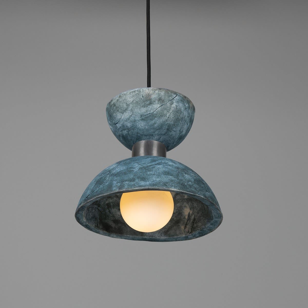 Nakaii Luminaire Pendentif en Céramique Organique 20cm, Terre Bleue