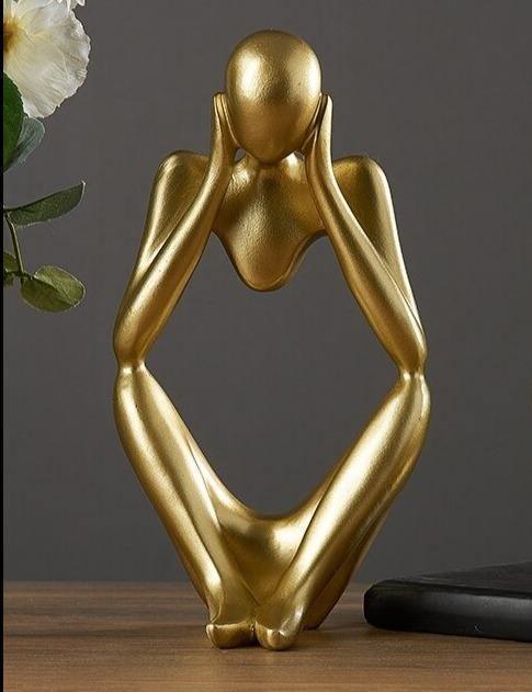 Sculpture en figurine de penseur abstrait