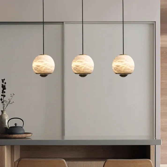 LumiereNordique - Lampe Lustre aus Marmor und Alabaster