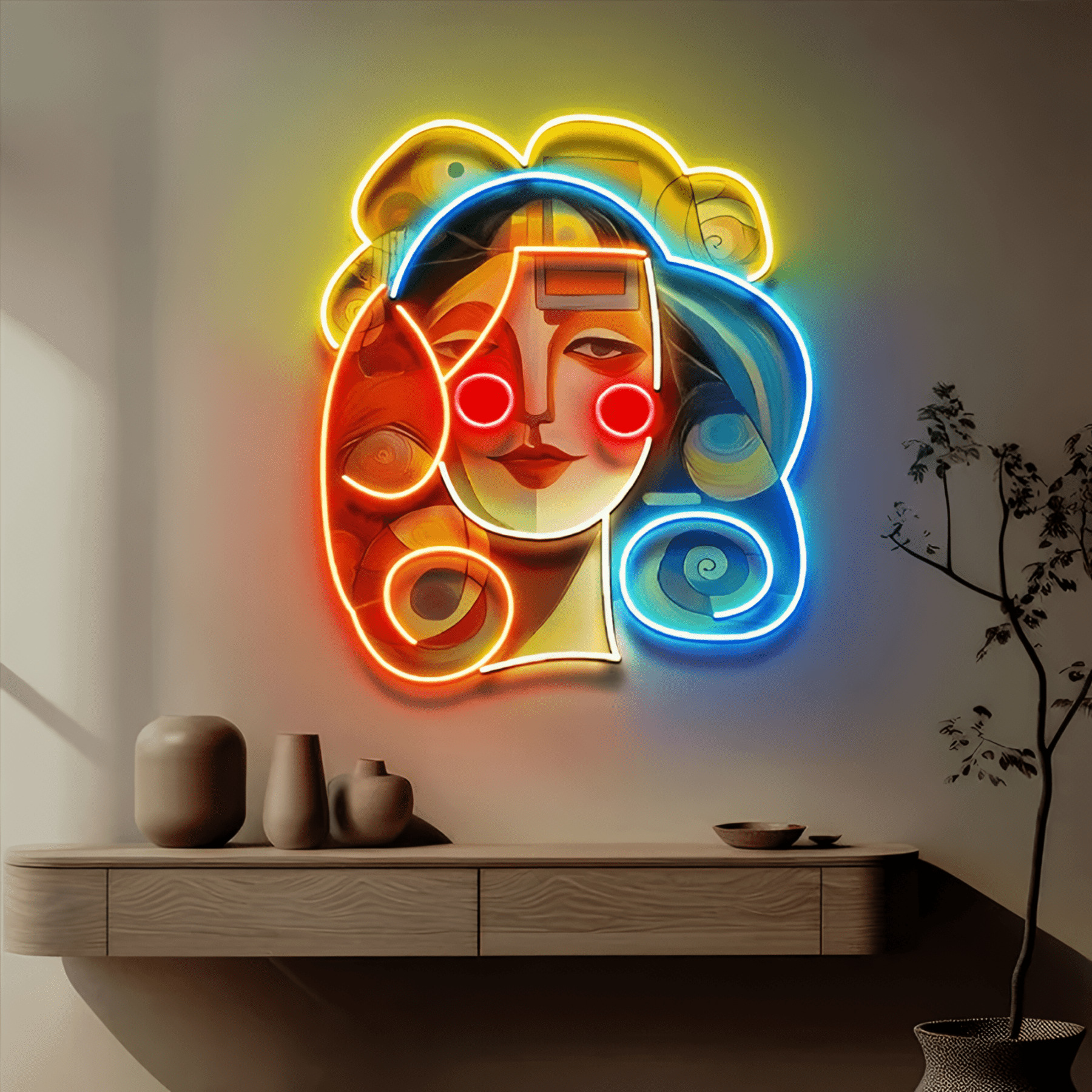 MOSAIC CHILL GIRL PORTRAIT | NEON ART