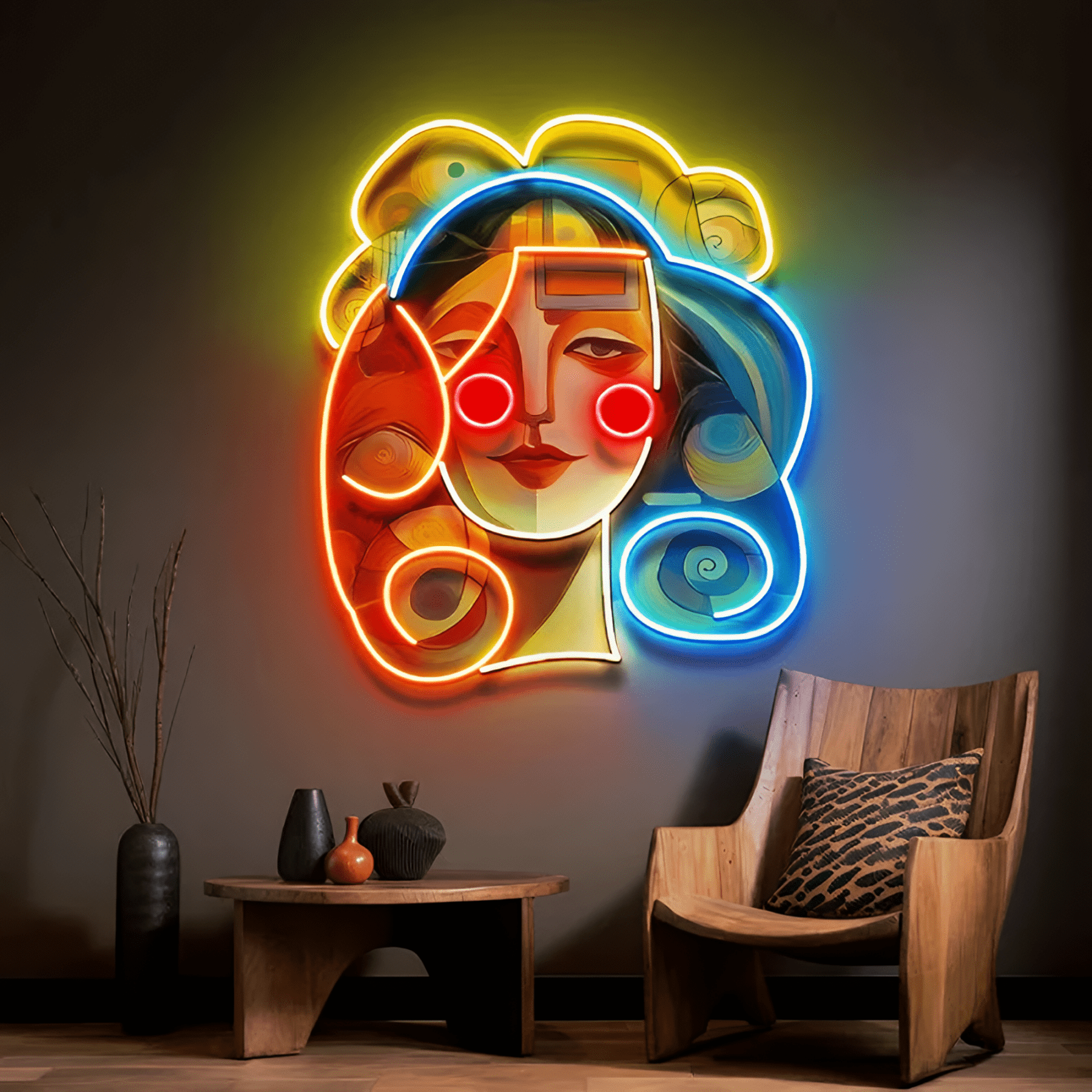 MOSAIC CHILL GIRL PORTRAIT | NEON ART