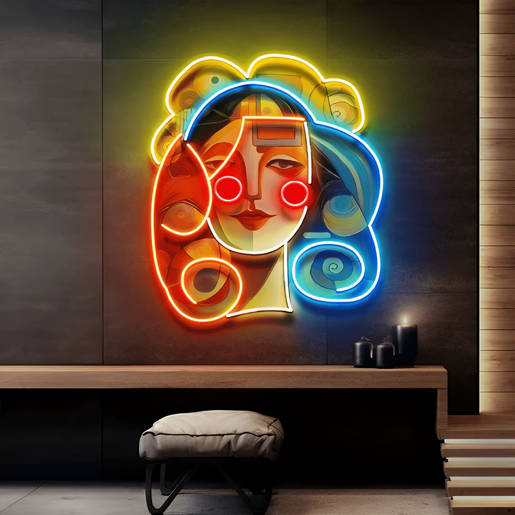 MOSAIC CHILL GIRL PORTRAIT | NEON ART