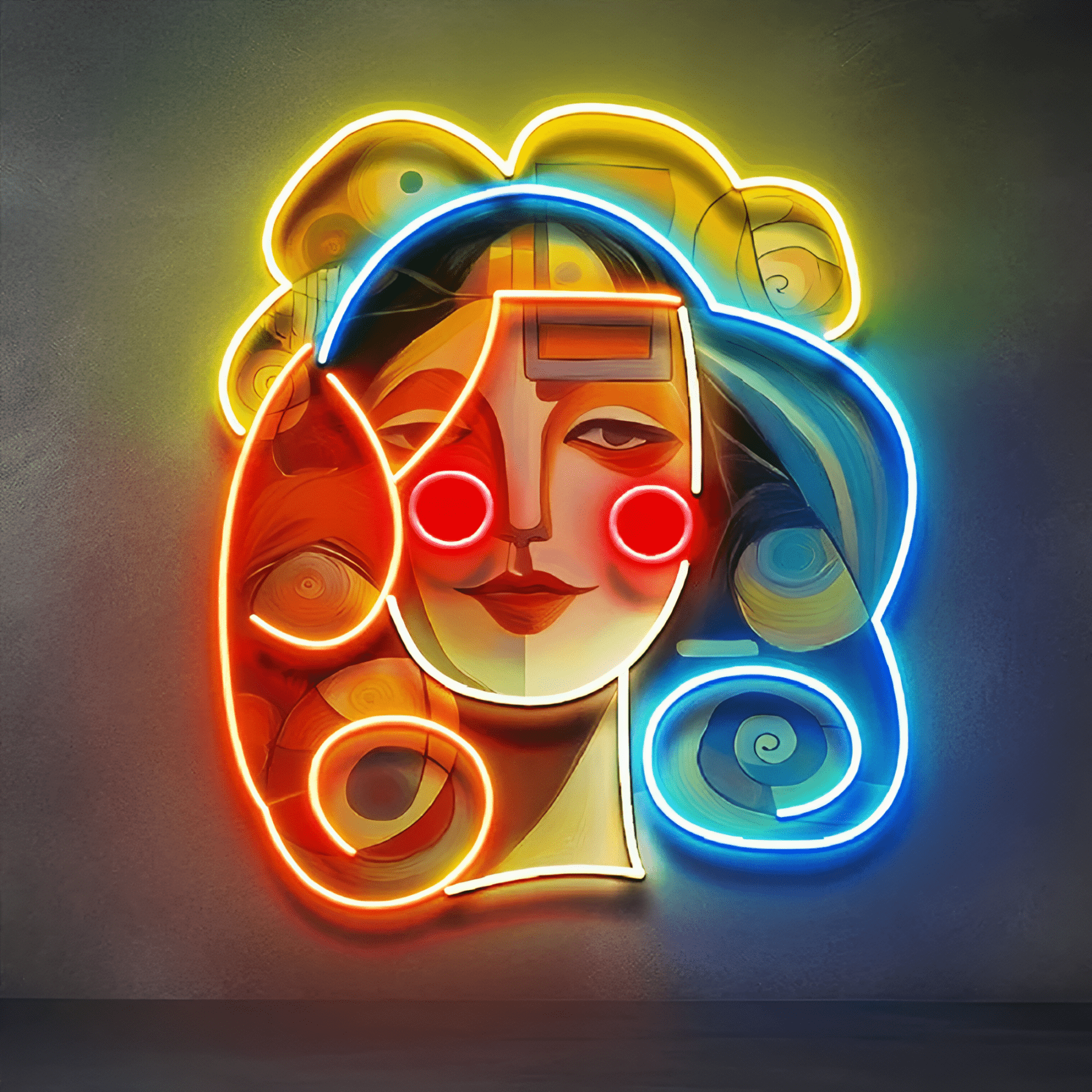 MOSAIC CHILL GIRL PORTRAIT | NEON ART