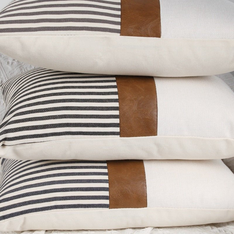 Nautical Faux Leather Cushion Cover