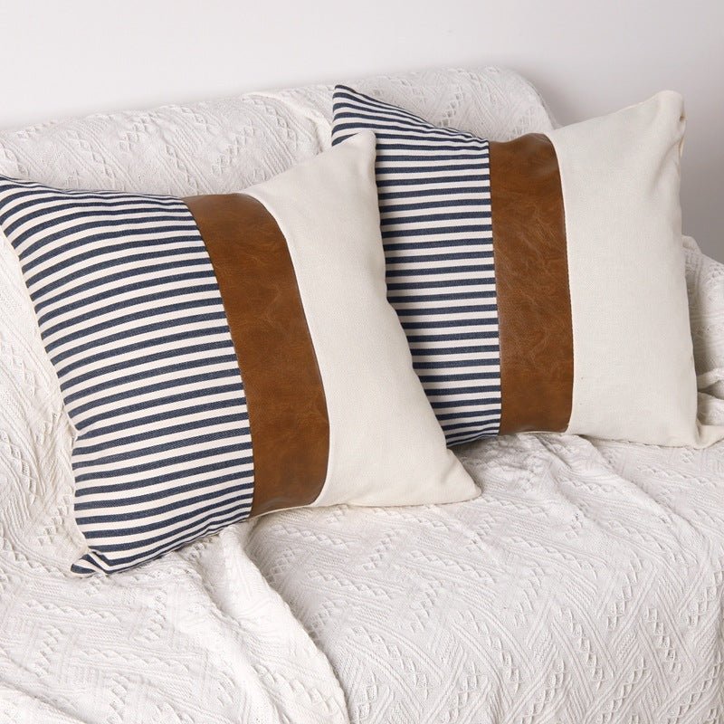 Nautical Faux Leather Cushion Cover