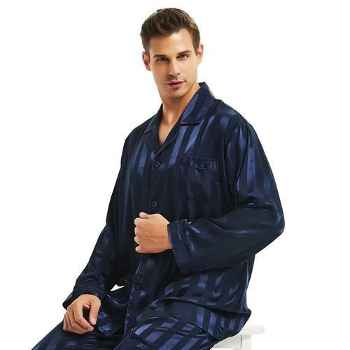 Ensemble pyjama en satin à manches longues pour homme