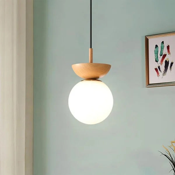 ElementBois - Lampe à suspension nordique en demi-bois