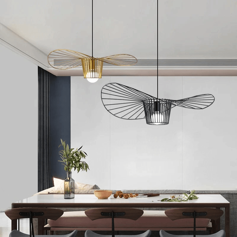 Minimalistische strohoed hanglamp