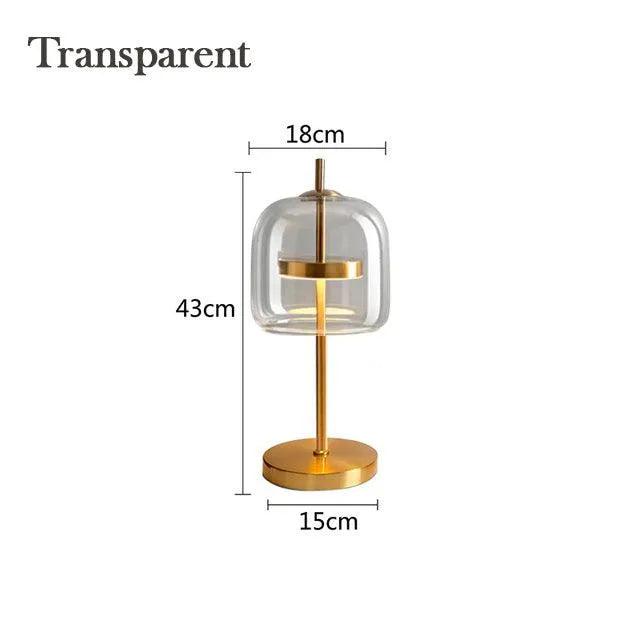 Nordická transparentní skleněná stolní lampa │ Moderní LED osvětlení do obývacího pokoje a ložnice, stolní lampa