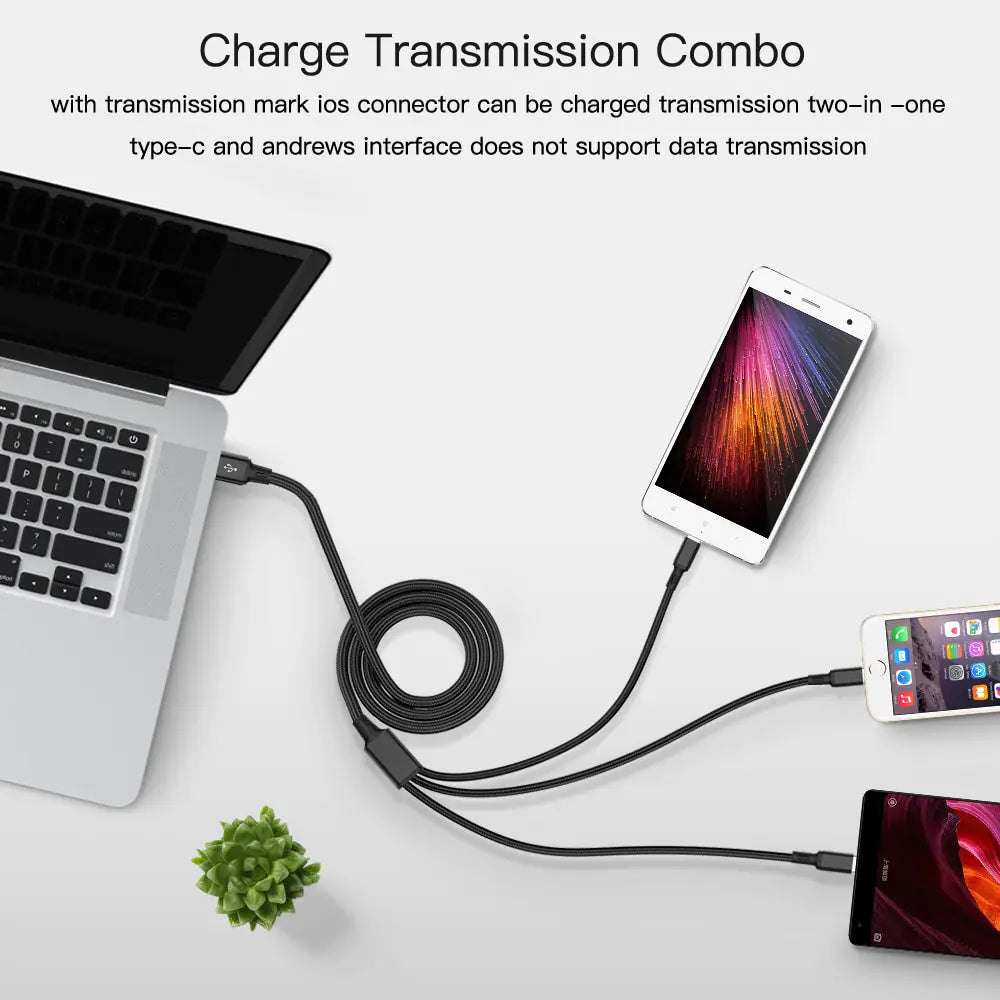 3-in-1 USB-kabel voor iPhone en Android