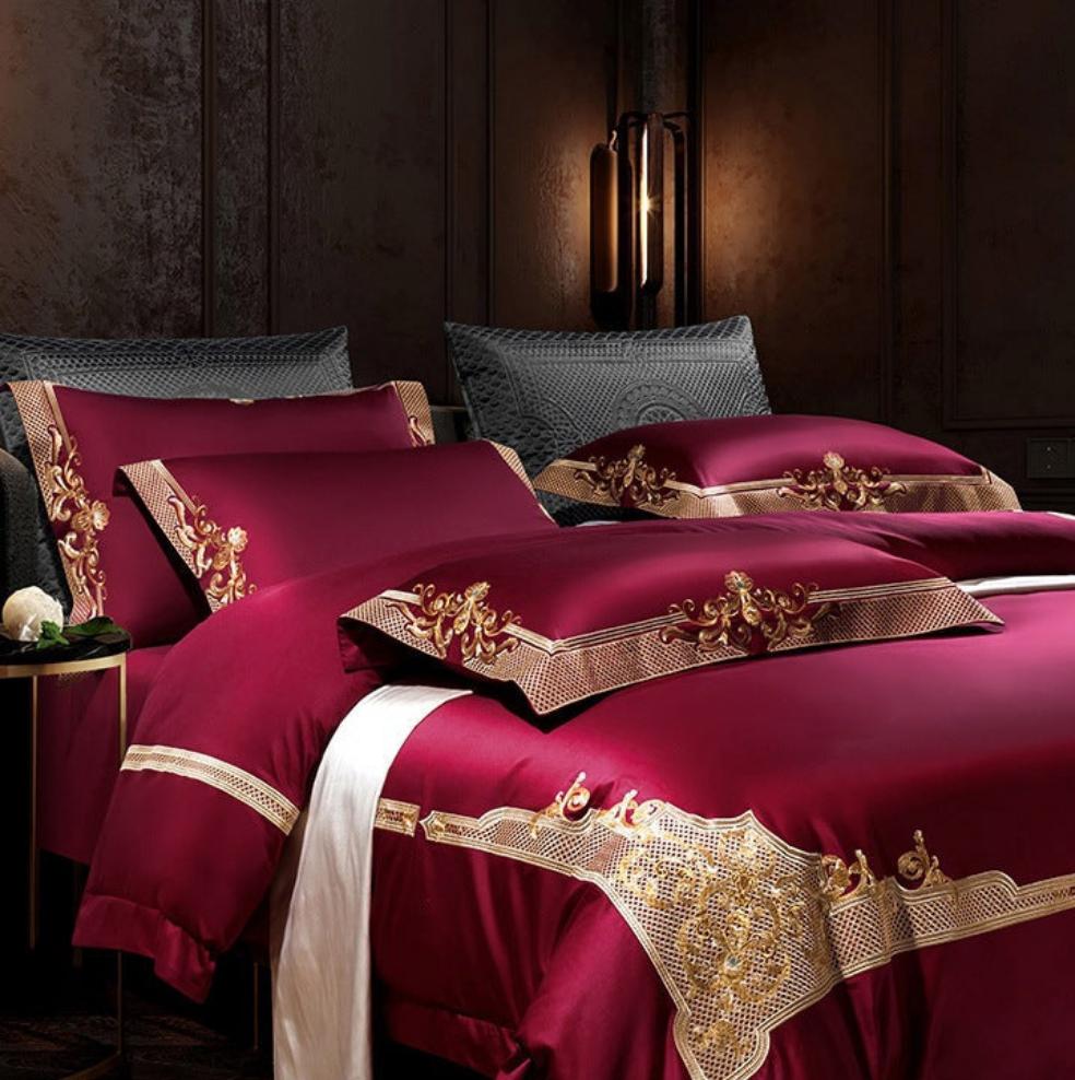 Passion Flame Golden Jacquard Duvet Cover Set