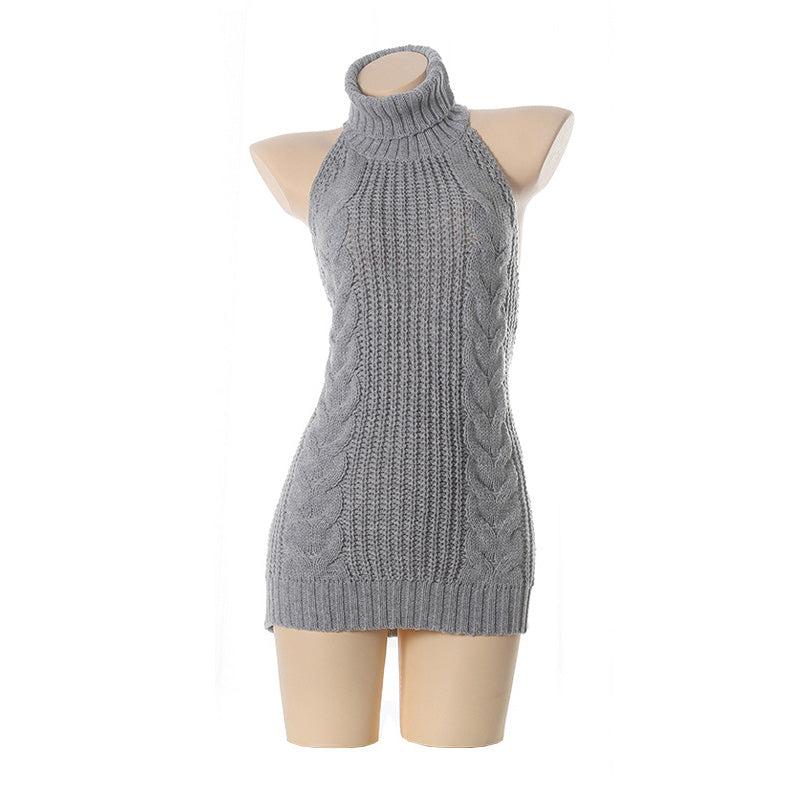 Backless Off-Shoulder Virgin Killer Sweater