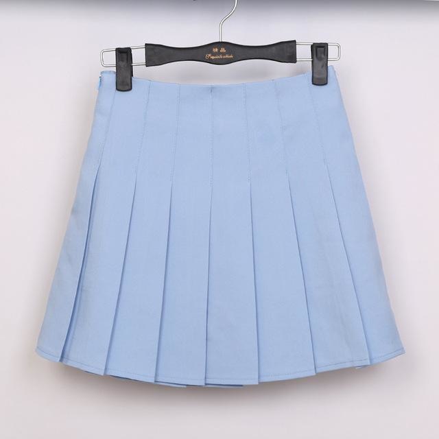 Solid Color Pleated Skirt