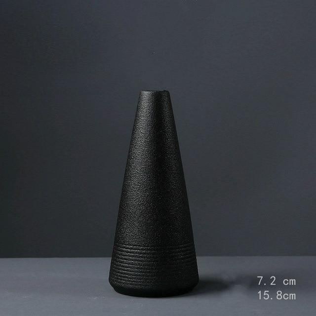 Black as Night Textured Ceramic Vases