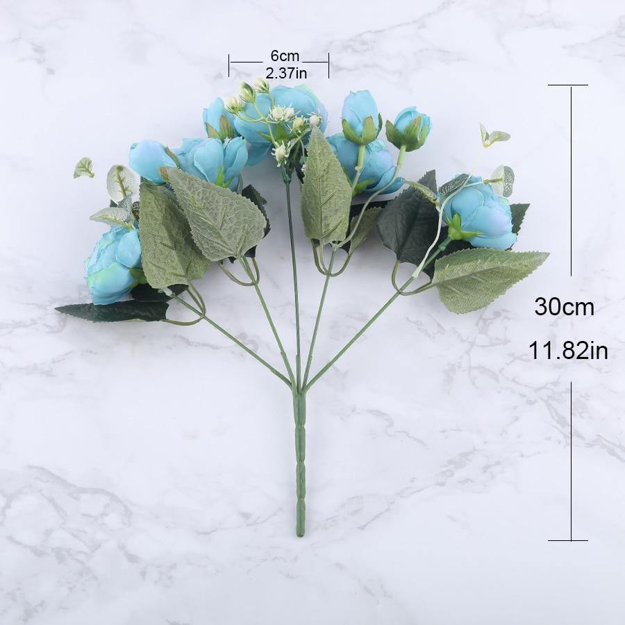 Fleurs artificielles de fausses pivoines en soie, 9 pièces