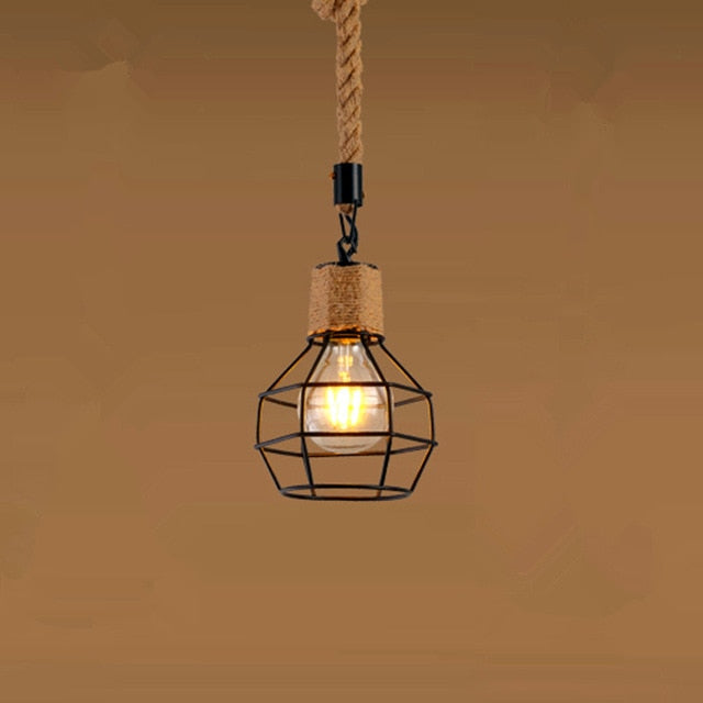 Lampe suspendue en corde