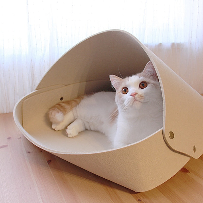 Luxe Felt Cat Cave Bed