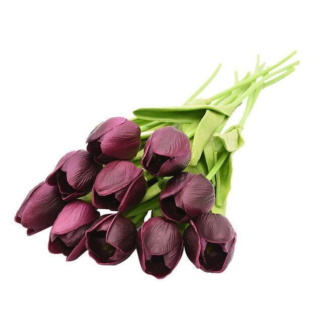 10-Piece Faux Tulips Artificial Flowers