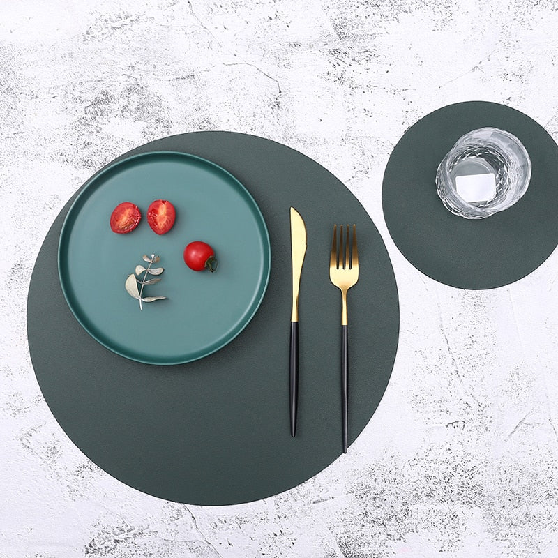 Modern Waterproof Taavita Leather Placemats & Coasters for Dining