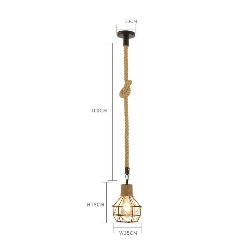 Lampe suspendue en corde