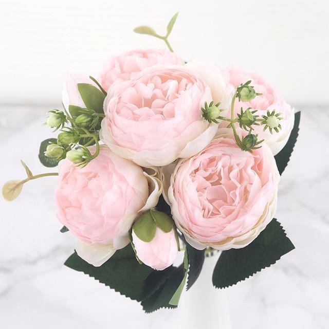 Fleurs artificielles de fausses pivoines en soie, 9 pièces