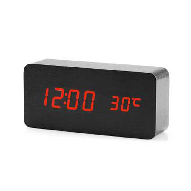 Scandinavische spraakgestuurde LED-wekker – USB-oplaadbaar, modern ontwerp met helder display