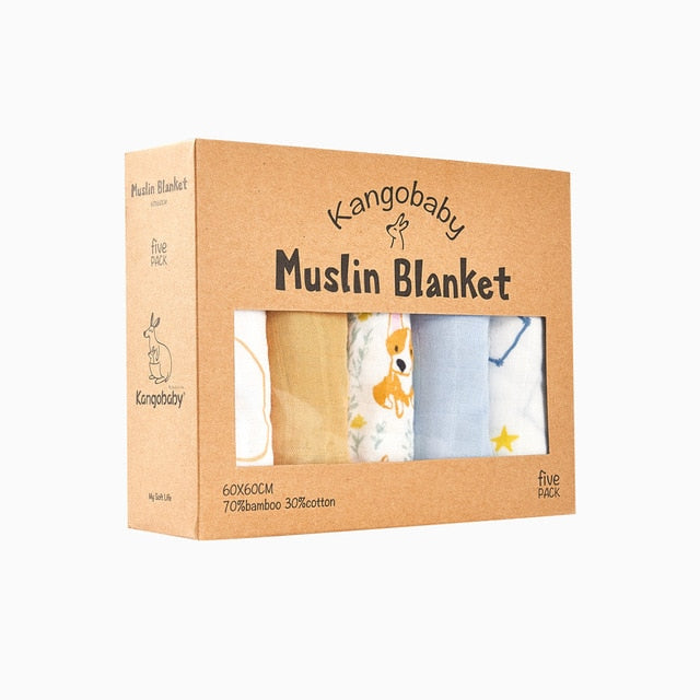 5-delars ekologisk bambu muslin-set