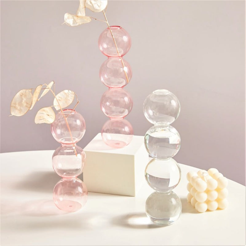 Sakura Pink Glass Taper Candle Holder & Vases