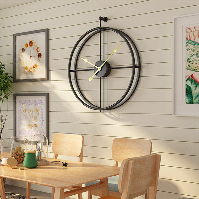 Reloj de pared grande minimalista negro de metal