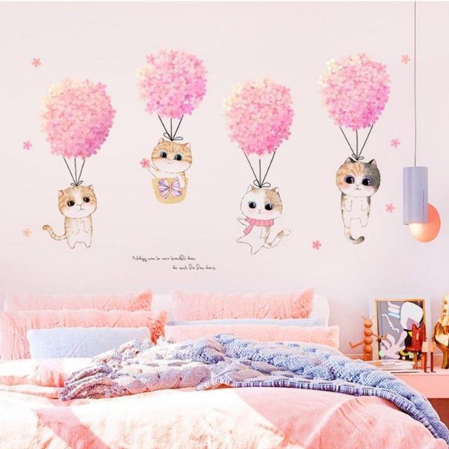 Flower Cat Wall Sticker