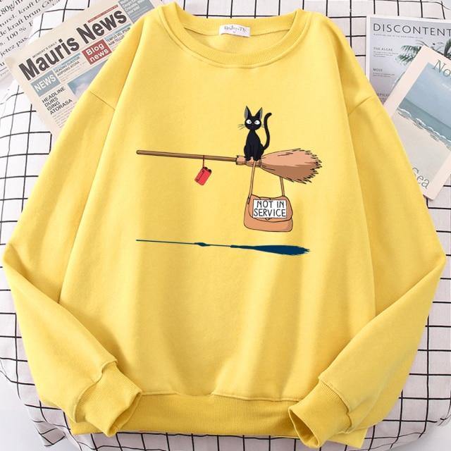 Broom Flying Black Cat Sweatshirt