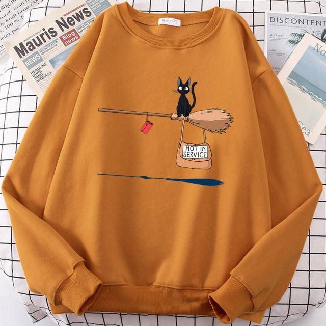 Broom Flying Black Cat Sweatshirt