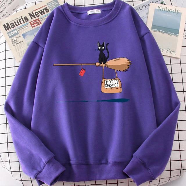 Bezem Vliegende Zwarte Kat Sweatshirt