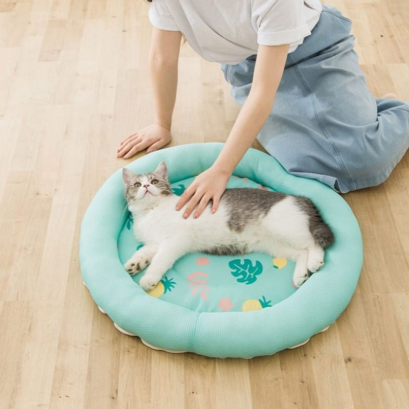 Tropische zomer ronde kattenkoelmat