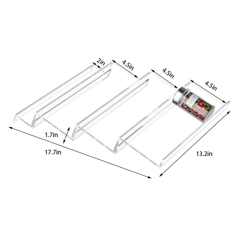 Organisateur de tiroir à épices en acrylique à 1 à 4 niveaux – Support à épices extensible en acrylique pour le rangement de la cuisine