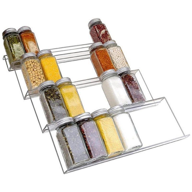 Organisateur de tiroir à épices en acrylique à 1 à 4 niveaux – Support à épices extensible en acrylique pour le rangement de la cuisine