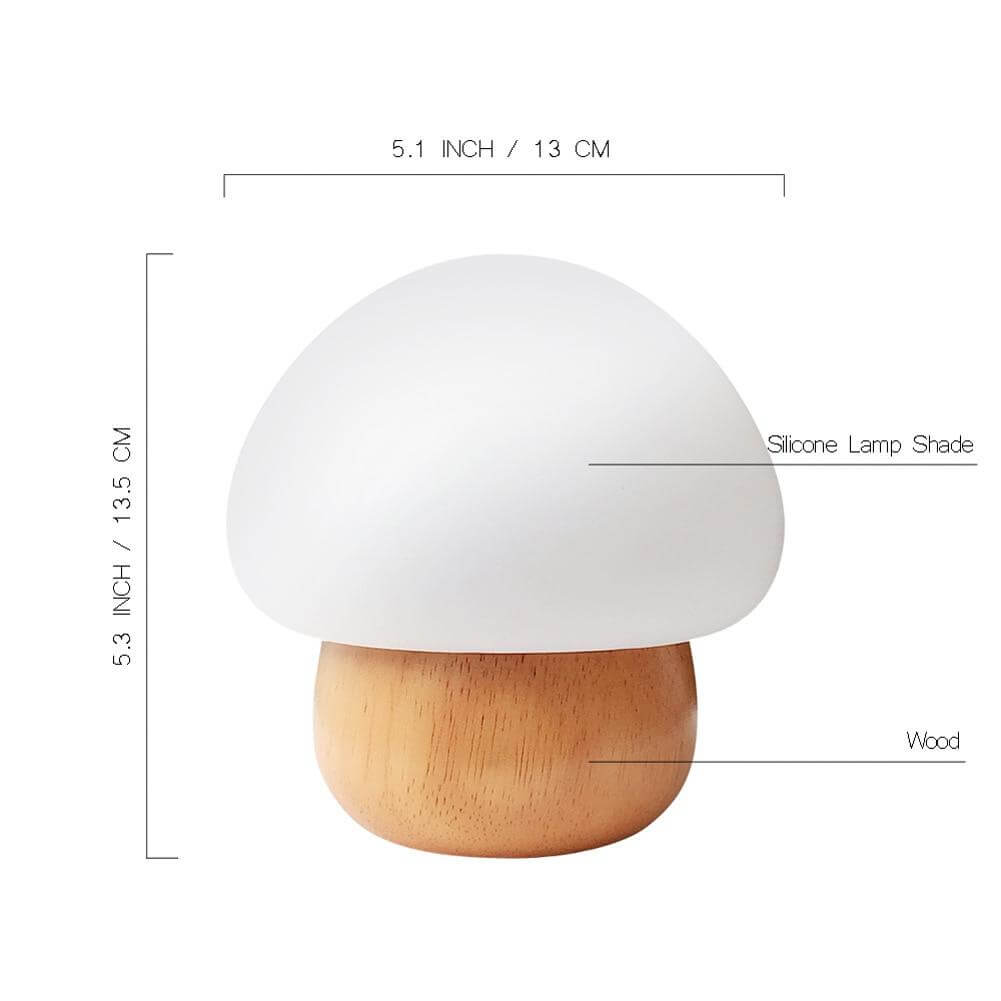 Lampe de nuit LED en bois en forme de champignon