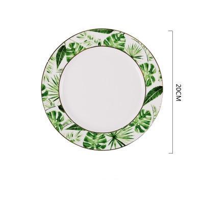 Service de table en céramique à motifs de plantes vertes