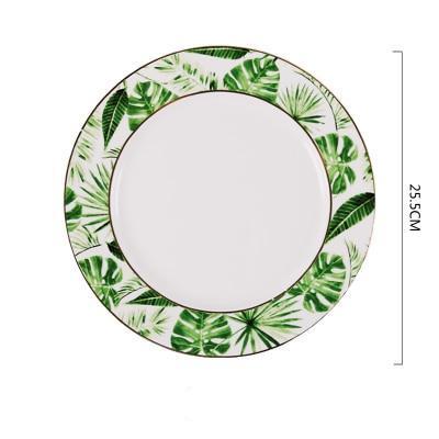 Service de table en céramique à motifs de plantes vertes