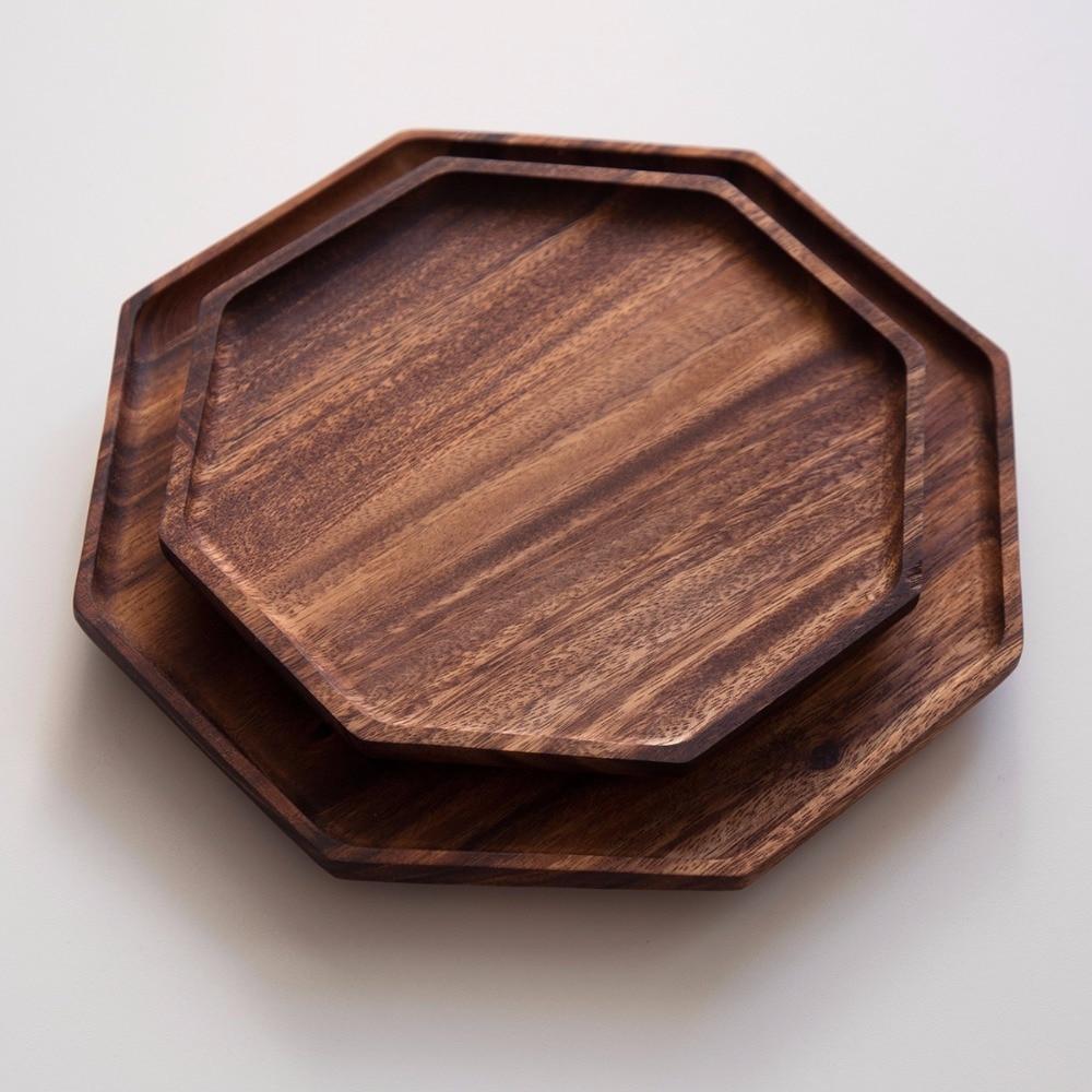 Bandeja de madera de acacia de estilo japonés