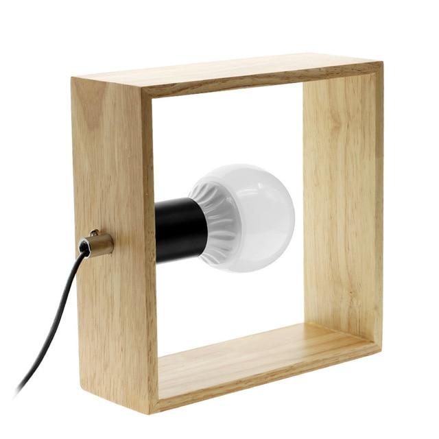 Houten bureaulamp vierkant