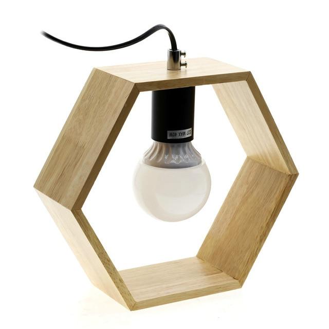 Houten bureaulamp met vierkant design