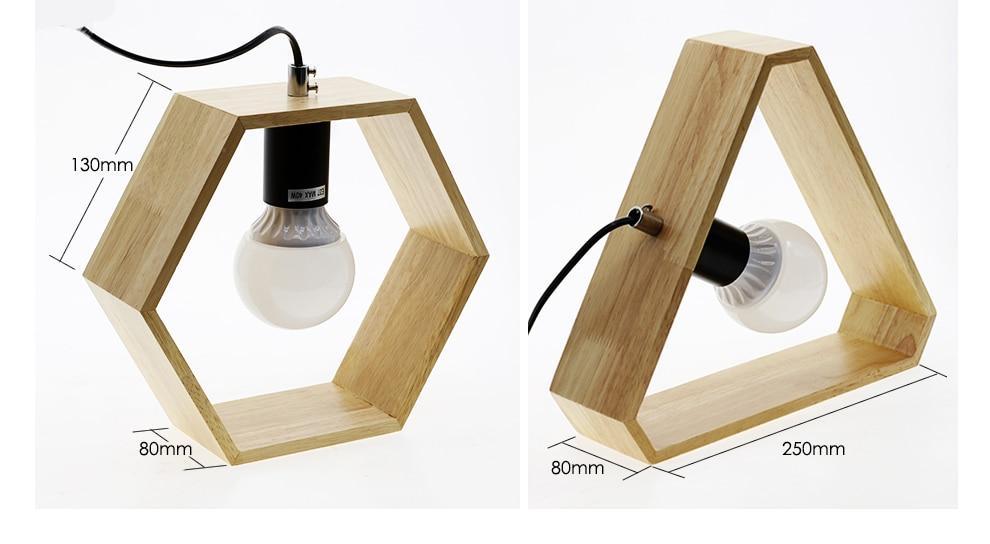 Houten bureaulamp met vierkant design