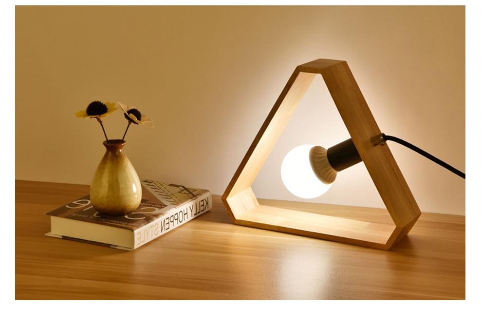 Wooden Desk Square Lamp