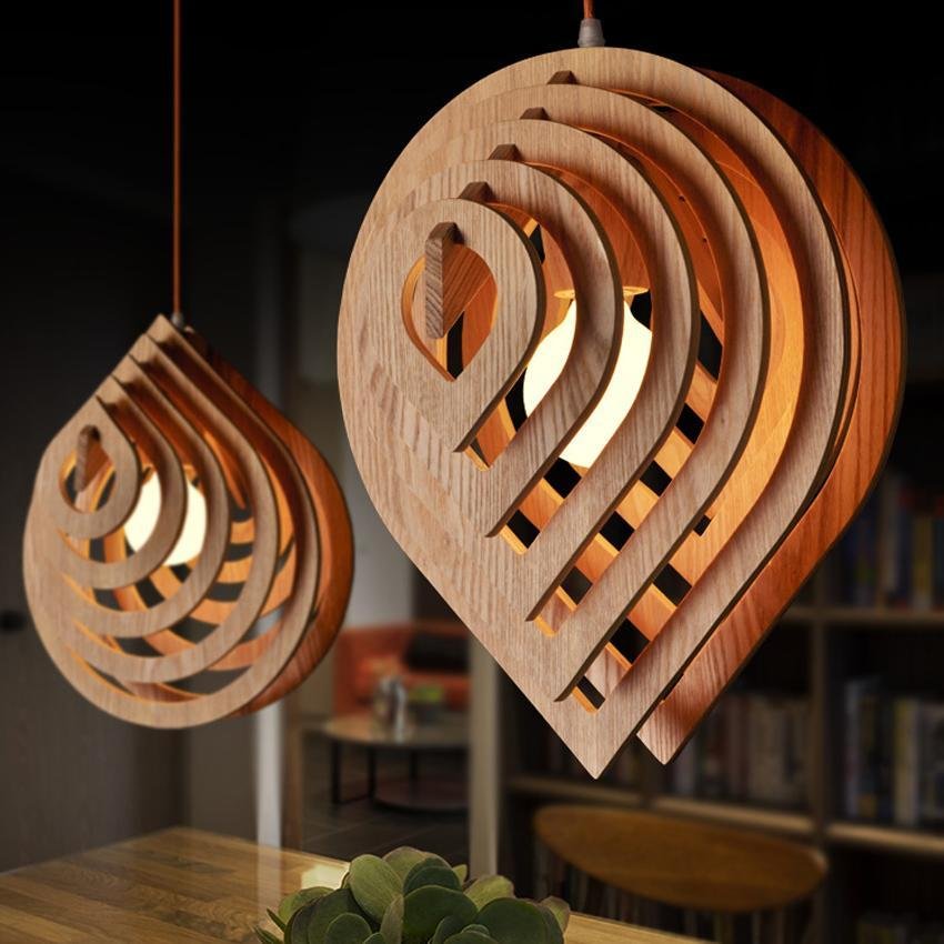 Lampe à suspension nordique en bois massif