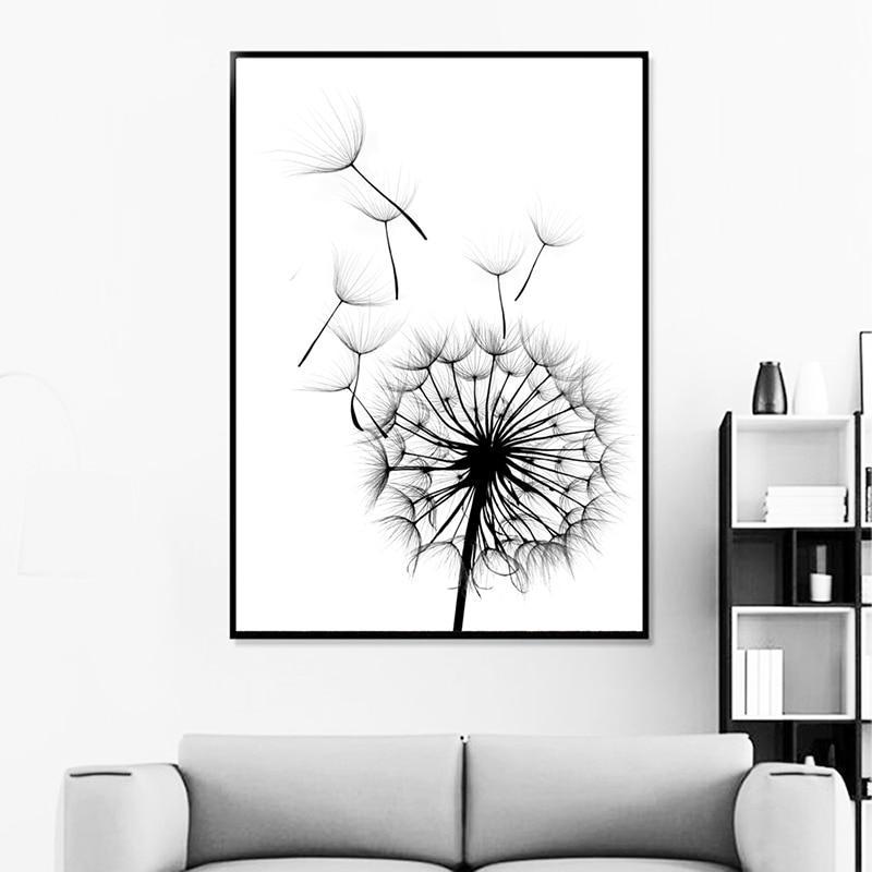 Minimalistische veer en paardenbloem | Canvas