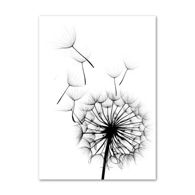 Minimalistische Feder & Pusteblume | Leinwand