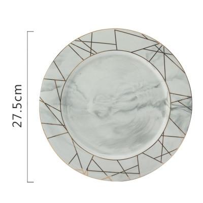 Gold Striped Marble Ceramic Plate Set